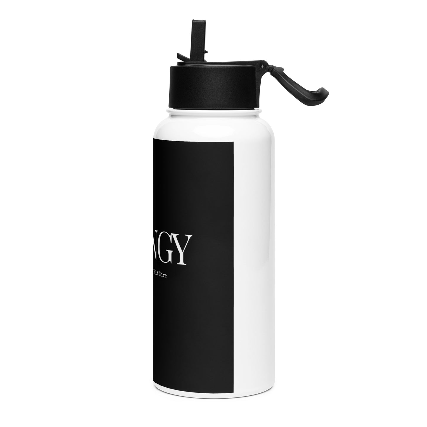 Stainless steel water bottle with a straw lid